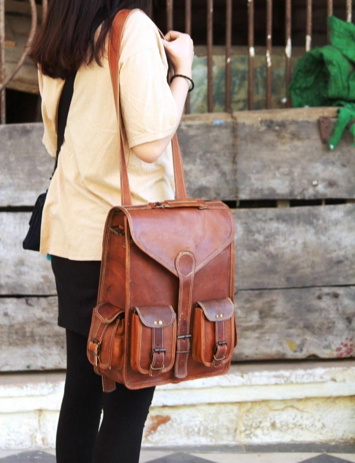 New Genuine Goat Leather " Back Pack Rucksack Travel Bag For Men's and Women