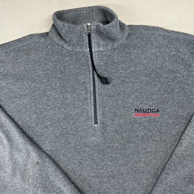 VTG Nautica Competition Nautech Fleece Sweatshirt Mens XL Gray 1/4 Zip Made USA