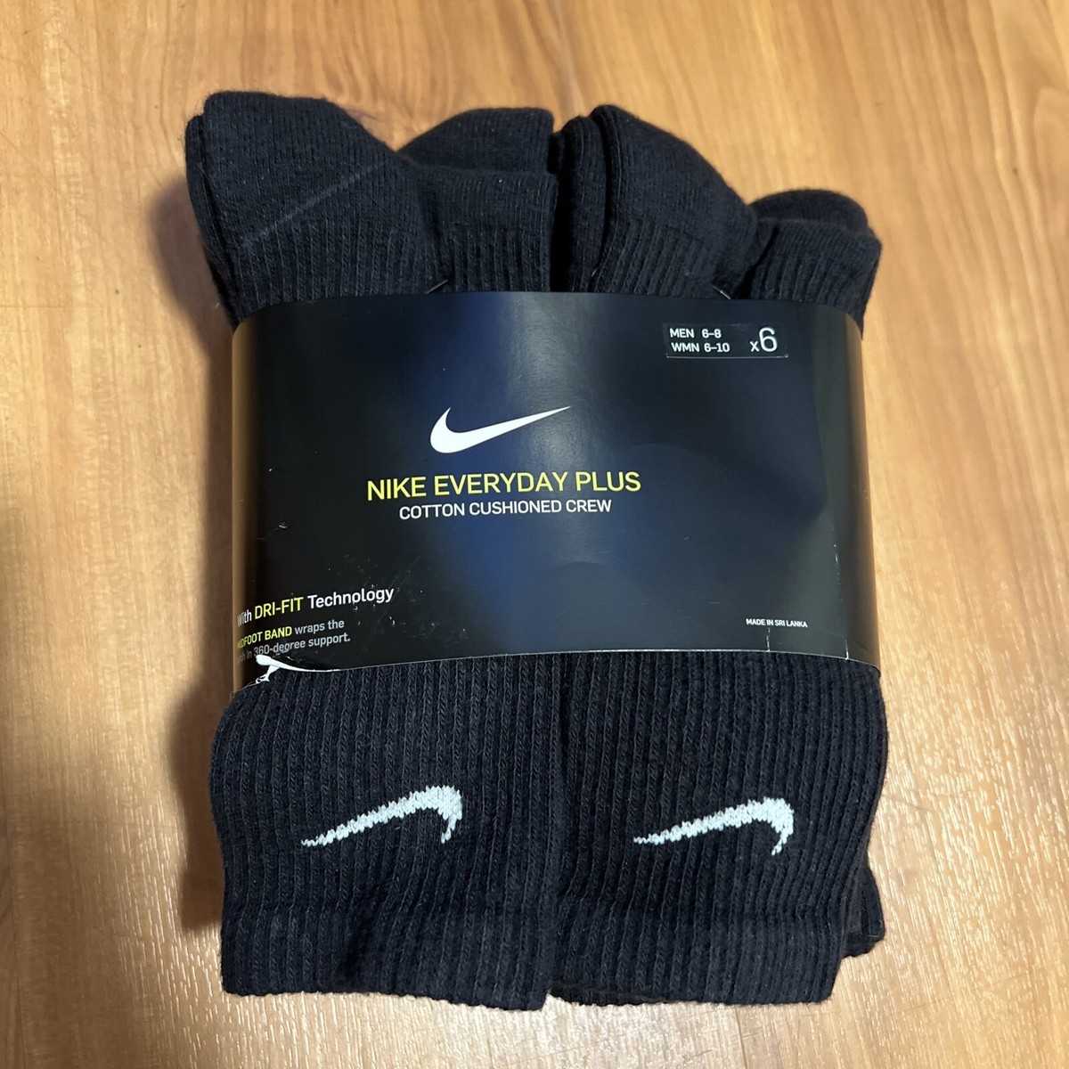 nike 6 pack cushion crew socks black