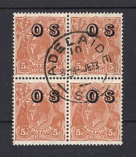 M2987 Australia 1932 SGO132 - 5d orange brown block of 4, Multi Crown CA (W15)