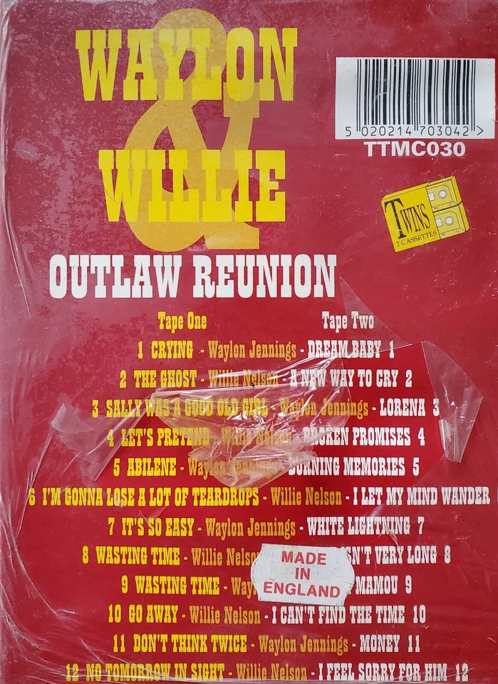 Waylon Jennings Willie Nelson Outlaw Reunion 2 x Cassette *SEALED* UK - Image 2 of 2