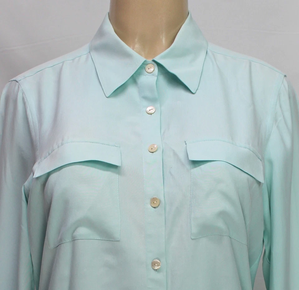 Tommy Bahama Women's Button-Up Shirt Long Sleeve 100% Silk Green Size S [4-6] - Изображение 3 из 4