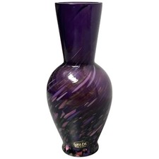 Art Glass Glass Eye Made In USA Amethyst Purple Bud Vase 6"
