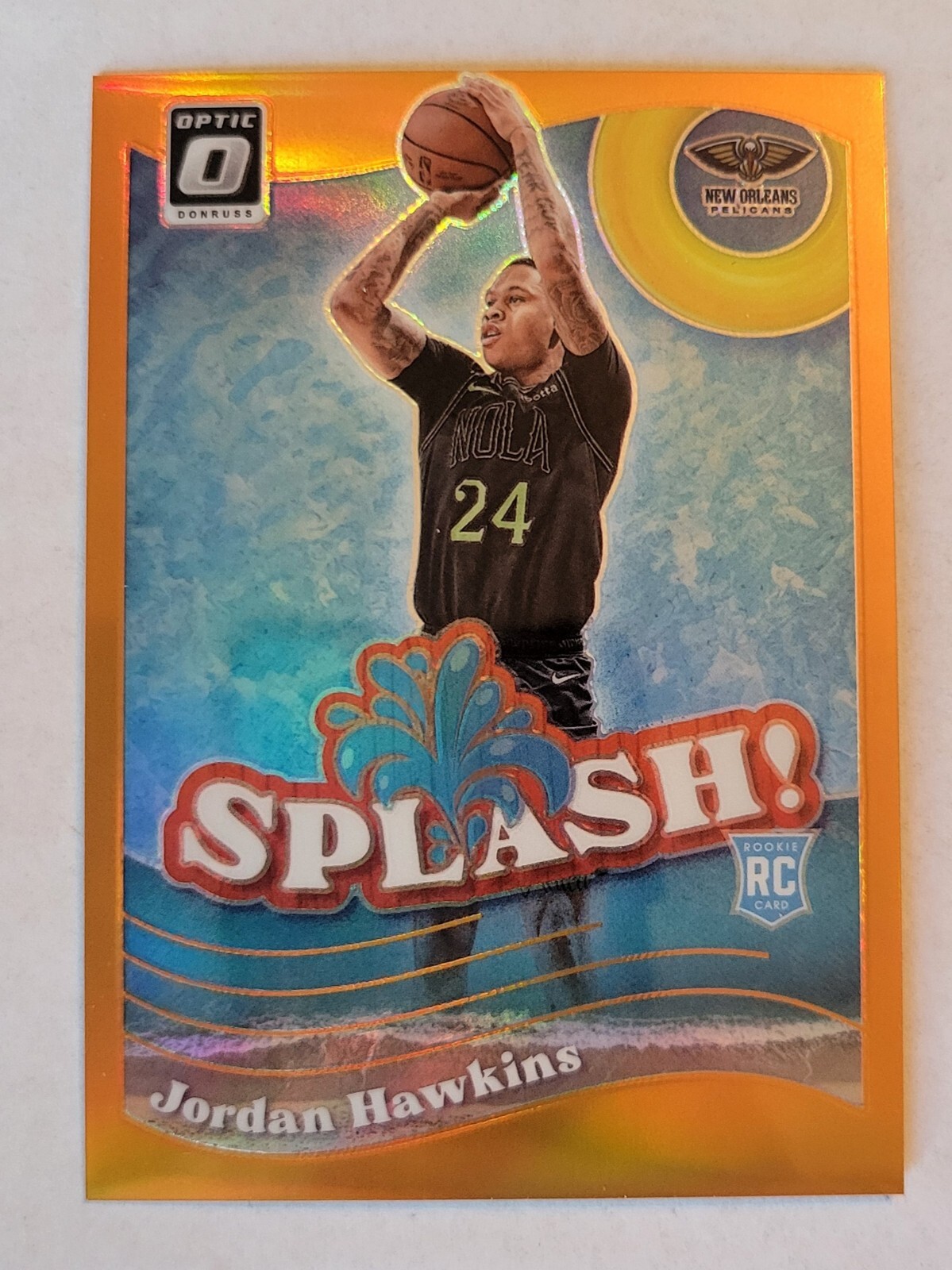 2023 Optic Jordan Hawkins #10 ROOKIE RC Splash Insert Orange Prizm /39