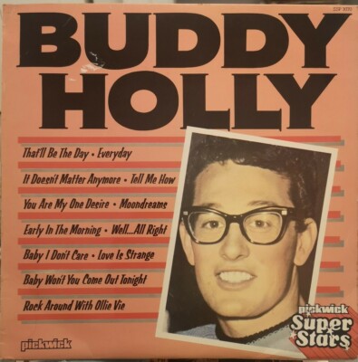 Buddy Holly Pickwick Super Stars Vintage Vinyl LP Record Album 1980 12 track 
