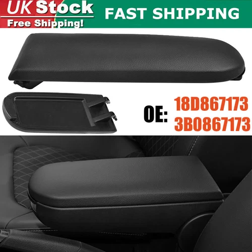 For VW Jetta Beetle Polo 6R 9N PU Leather Console Armrest Center Cover Lid Black