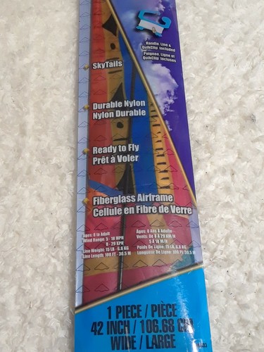 42" DLX Delta Nylon Flying In The Wind Kite w/Line, Winder, & Skytails Fiberglas - Picture 2 of 5