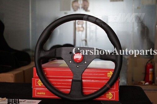 MOMO MonteCarlo 350mm 14' Genuine Leather Thickened Spoke Sport Steering Wheel - Picture 2 of 12