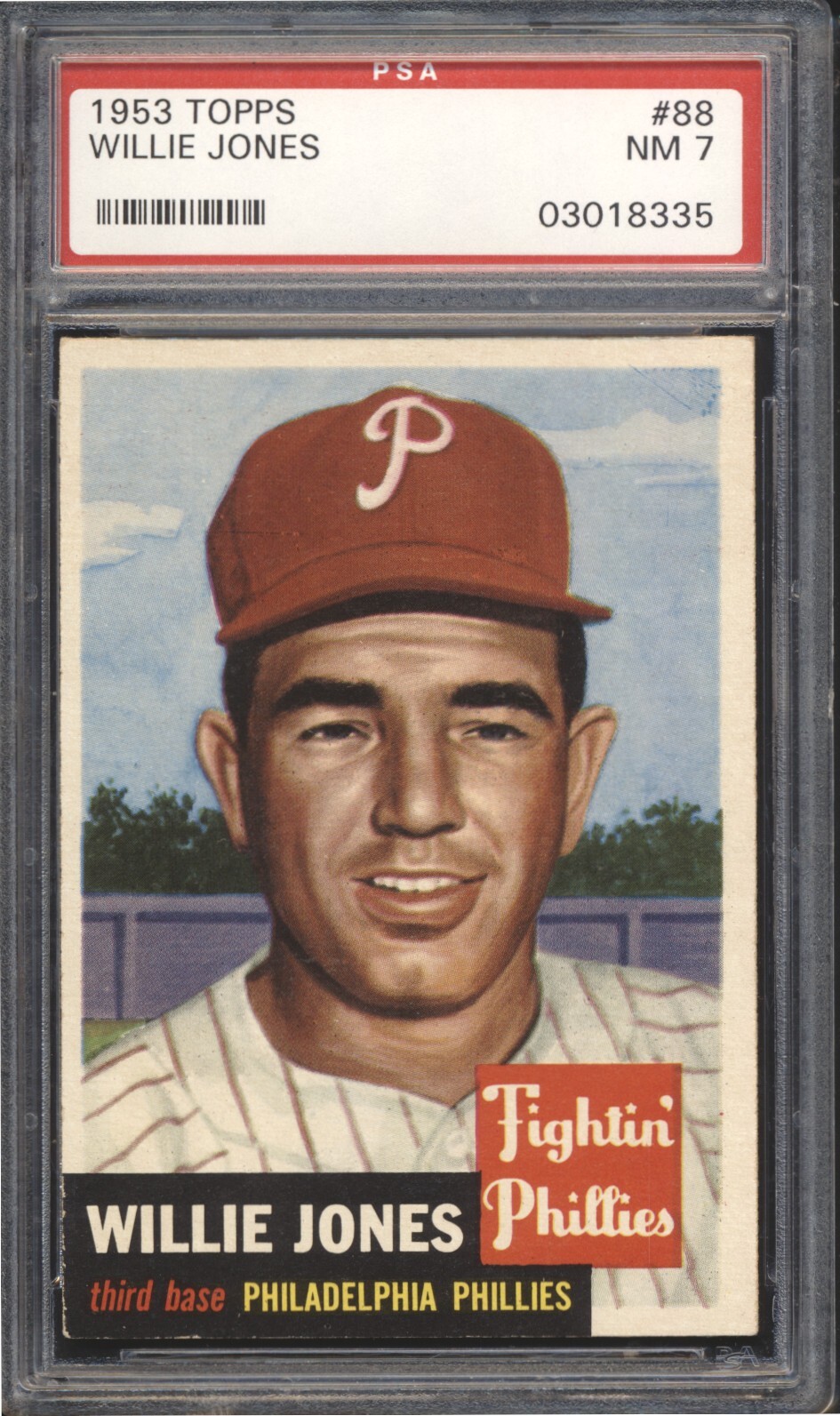 1953 Topps Baseball Willie Jones #88 PSA 7 PHILADELPHIA PHILLIES NM