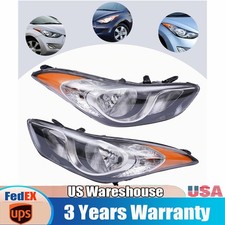 Fit 2011-2013 Hyundai Elantra Leftright Headlights Headlamps Chrome Pair Set