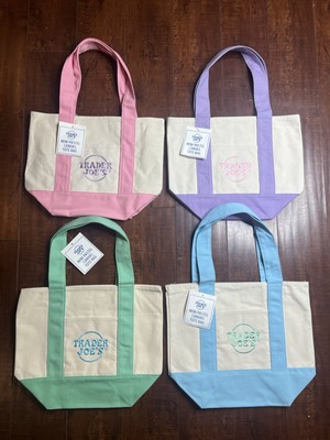 Trader Joe s Pastel Mini Totes - Lot Of 4 NWT ! 