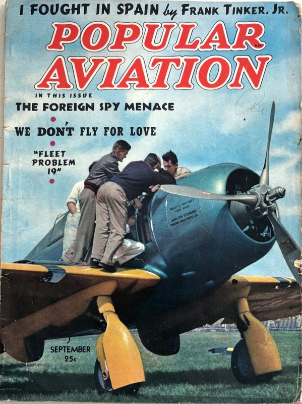 POPULAR AVIATION Magazine, September 1938, Military, Civil & Model Aviation