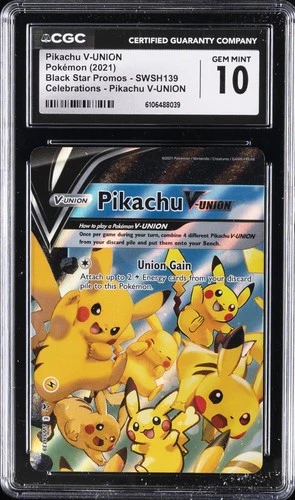 2021 POKEMON BLACK STAR PROMOS #SWSH139 PIKACHU V-UNION CGC 10 GEM MINT