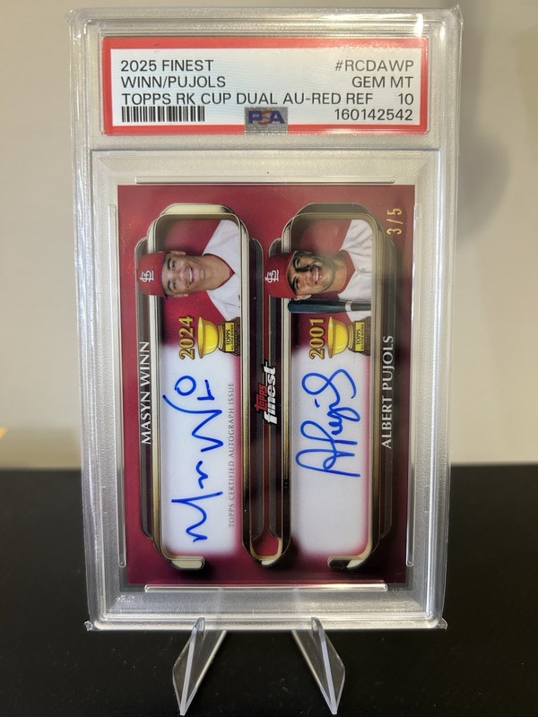 2025 Topps Finest Albert Pujols/Masyn Winn Cardinals Dual Auto Red/5 PSA 10 Pop1