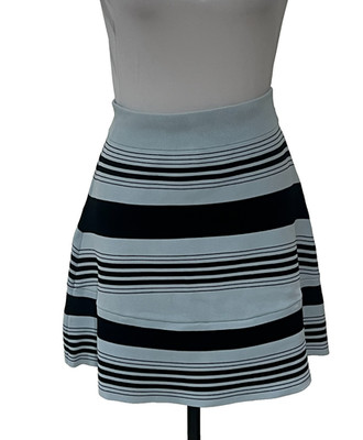 ALC Womens Pull On Striped A-Line Skirt Blue Black Striped Knit Size Small