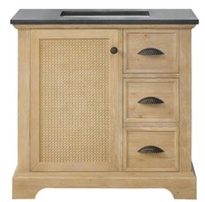 Miseno MV-NM-705836 Hervas 36" - Fir Wood Brown / Black Natural Celestite Marble