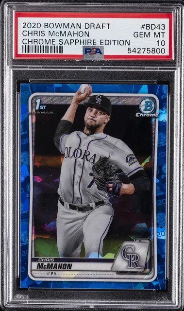 2020 BOWMAN DRAFT CHROME SAPPHIRE EDITION #BD43 CHRIS MCMAHON PSA 10
