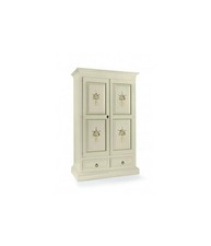 ARMADIO ARTE POVERA 2 PORTE LEGNO BIANCO DECORATO 125X61X200 (504).