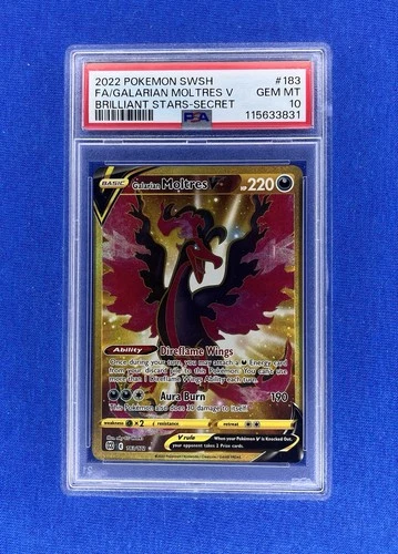 Galarian Moltres V (Secret) 183/172 Swsh09: Brilliant Stars Holo PSA 10