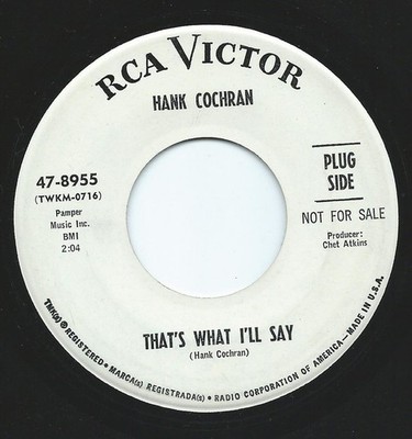 Hank Cochran - That's What I'll Say - Used Vinyl Record 7 - Promo - G8100z