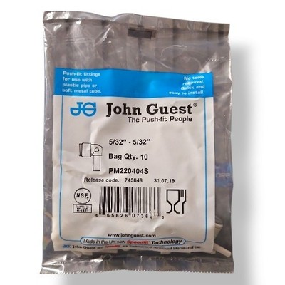 John Guest PM220404S Stem Elbow Connector - 5/32'' Stem x 5/32''Tube - 10PK