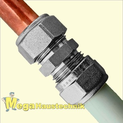 Übergangskupplung für Kupferrohr 15mm auf Verbundrohr 16mm Verschraubung Adapter