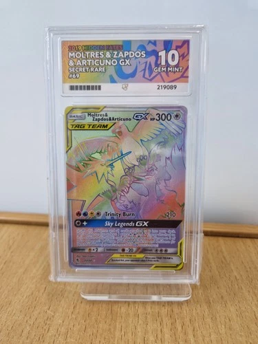 2019 Hidden Fates Moltres Zapdos Articuno GX #69 – ACE 10 Gem Mint