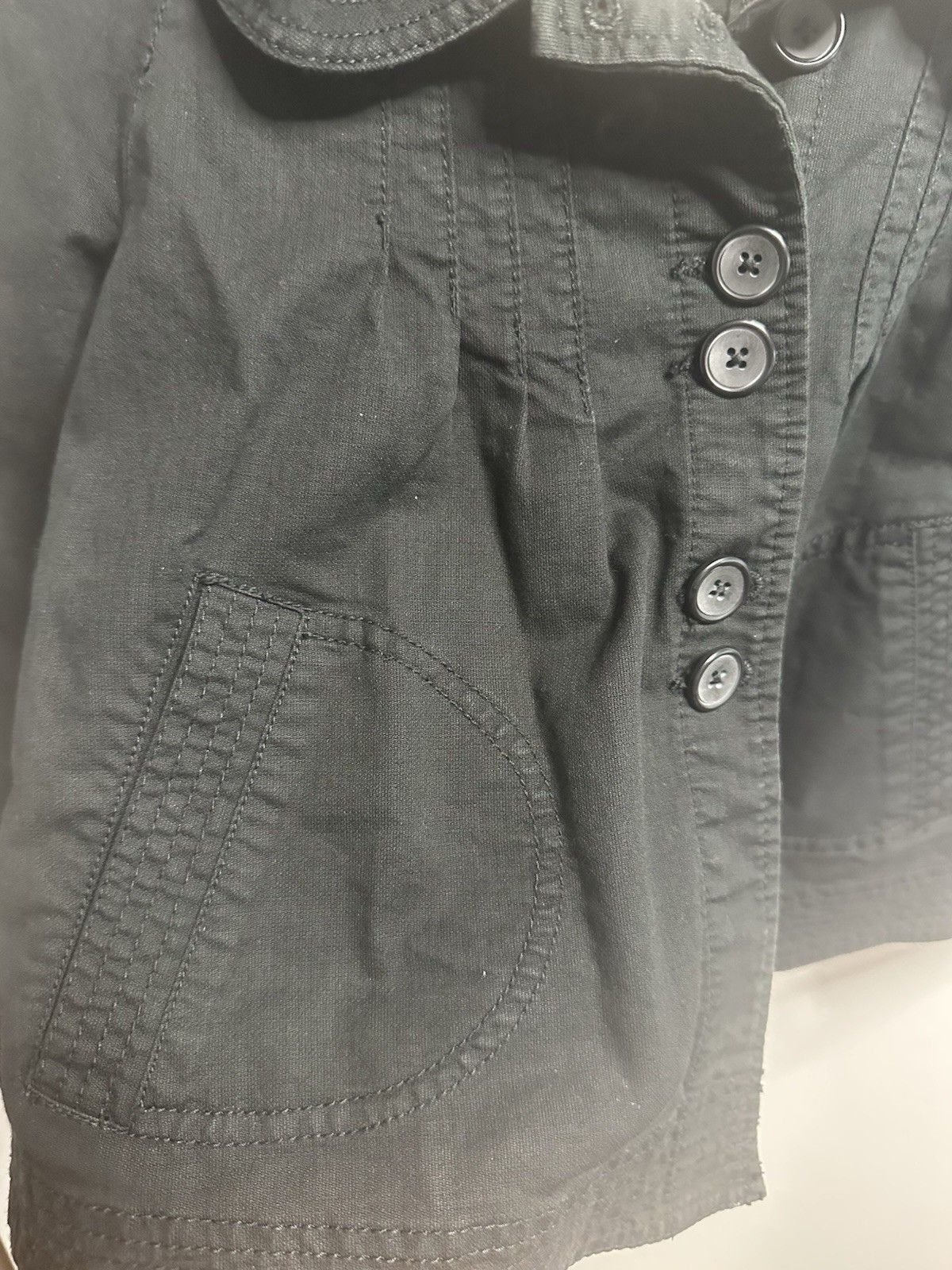 Hinge Women's Black Collared Button Pockets Cropp… - image 5