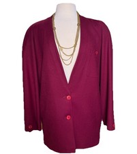 Vintage Christian Dior Separates Maroon 100 Wool V-Neck Blazer Jacket size 8