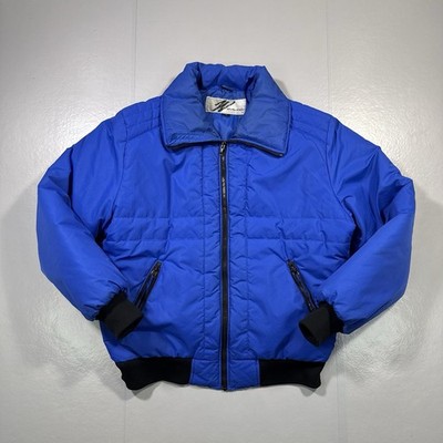 VTG Weather Watchers Goose Down Puffer Jacket Men's XL Blue Insulated 80 s Coat
