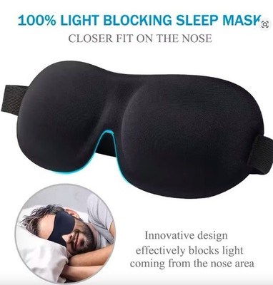 Weich gepolsterte Schlaf 3D Maske Augen Verdunkelung luxuriös Augenbinde Reise Augenbedeckung UK