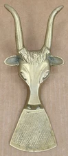 Vtg Brass Bootjack Long Horn Steer Design 9 In L