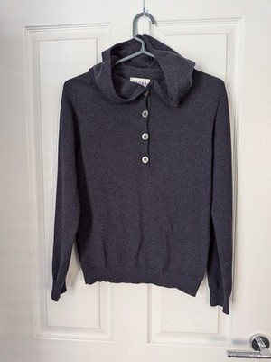 Brora 100% Cashmere Dark Grey Hoodie Jumper Size 10 *Flawed 
