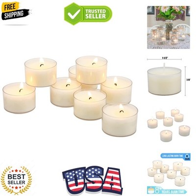 Bulk 96 Pack Unscented Smokeless Long Burning Clear Cup Tea Light Candles wit...