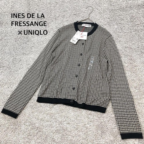 Ines De La Fressange Jacquard Strickjacke mit Rundhalsausschnitt M gebraucht