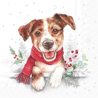20 Servietten Louie Niedlicher Hund Tiere Schal Weihnachten Winter Deko 33X33Cm