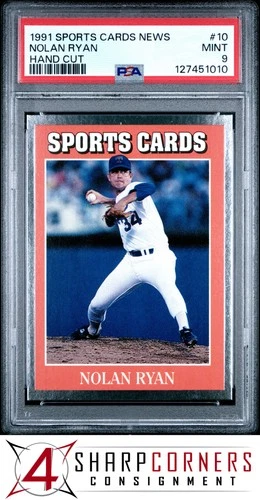1991 ALLAN KAYE'S SPORTS CARDS NEWS MAGAZINE HAND CUT #10 NOLAN RYAN HOF PSA 9