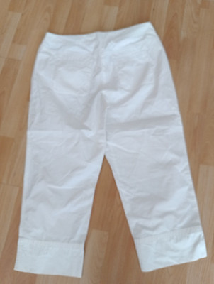 Hose Damen Weiss Segelstoff Capri 7/8 Taschen gerade 44 XL wie neu easy fit