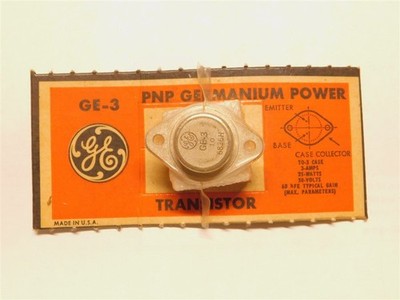 Vintage General Electric GE-3 PNP 3A 25W 50V Germanium Power Transistor TO-3
