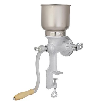 Corn Mill Grinder Manual Wheat Grain Big Hopper Grinder Kitchen Tool Silver
