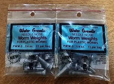 Lot Of 2. Water Gremlin Needle Nose Worm Weights.  1/4 oz. 11 count packs.