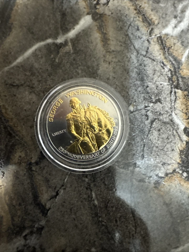 250Th Anniversary Birthday Silver Proof George Washington Half Dollar With Gold - Image 2 of 4