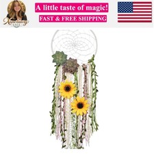 DrCor Sunflower Dream Catcher Bedroom Nursery Boho Floral Handmade Greenery W...