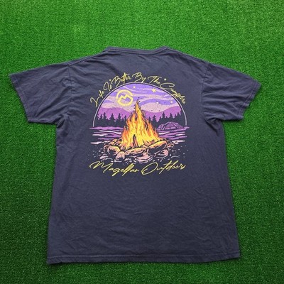 Magellan Tshirt Mens Large Navy Blue Life Is Better By The Campfire outdoors