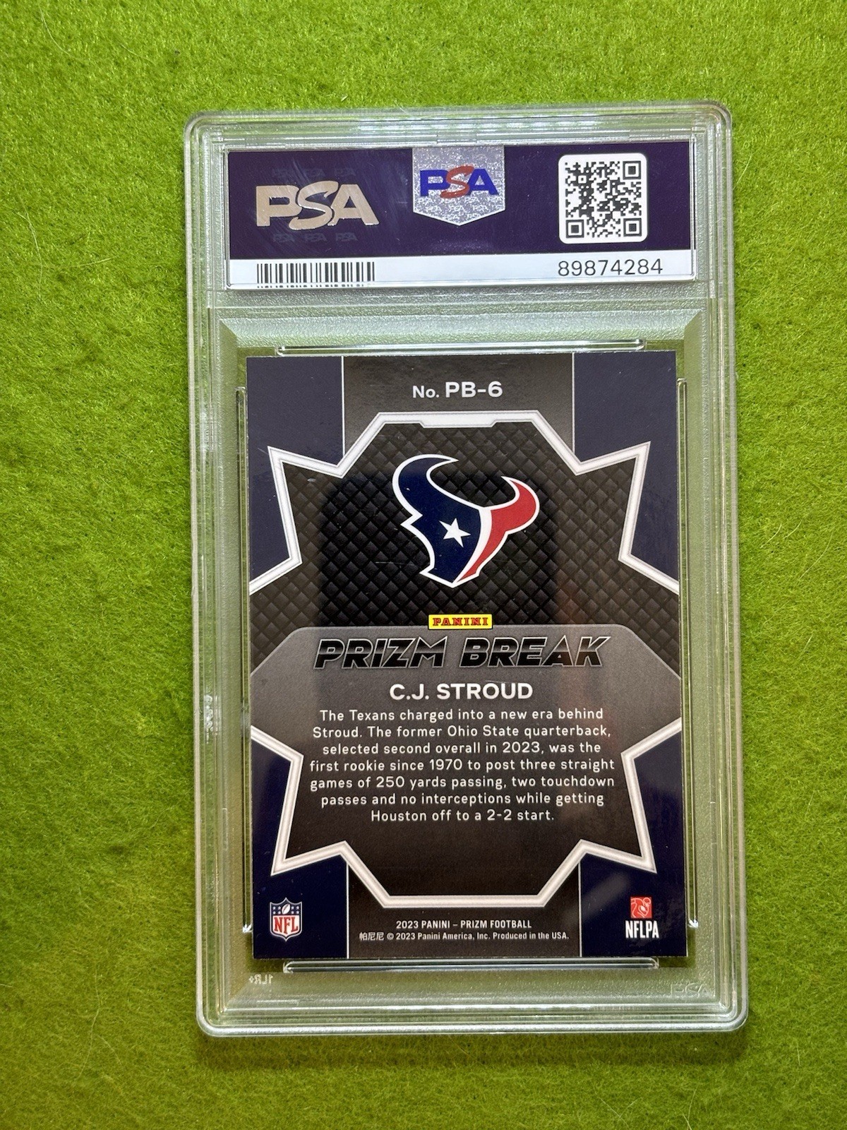 CJ Stroud PSA 10 PRIZM ROOKIE CARD Jersey #7 TEXANS RC  2023 Panini  Prizm BREAK view 2