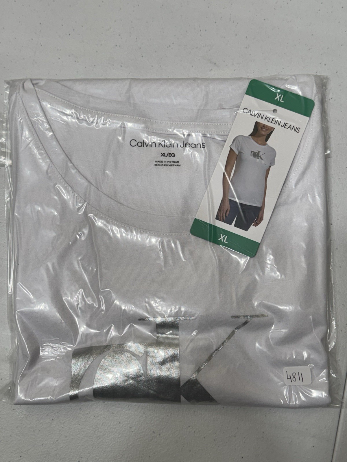 Calvin Klein Jeans Women’s White Casual Short Sleeve Round Neck Slim T-Shirt XL thumbnail 12