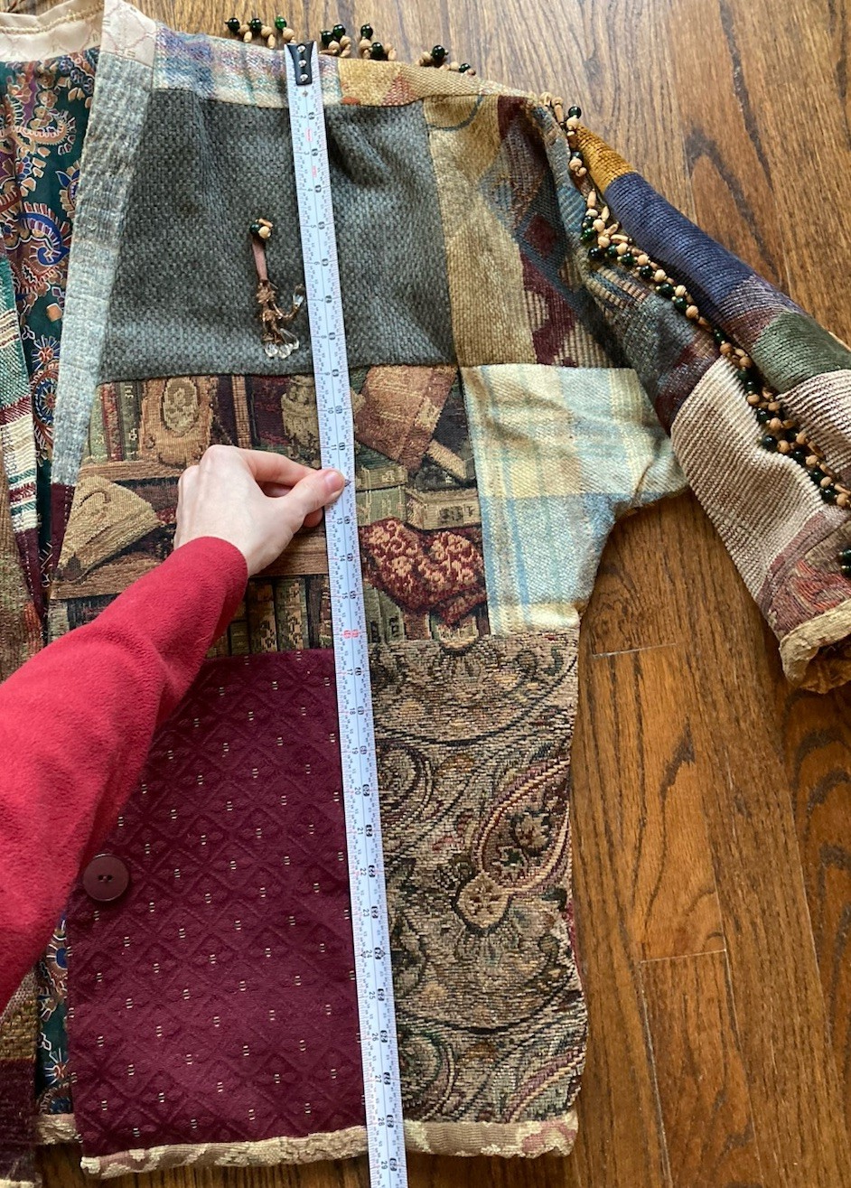 VTG Handmade Quilt Jacket Patchwork Boho Embellis… - image 9