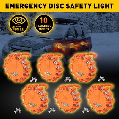 6/12x LED Magnetic Light Car Round Beacon Strobe Warning SOS Lamps  Dis A