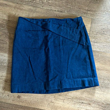 Halston Heritage Blue Denim Straight Mini Skirt Lined Zip Womens 2