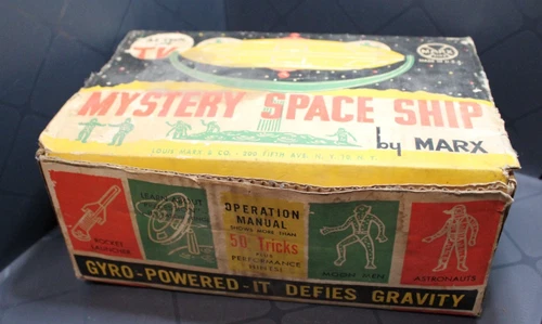 1960s Marx Toys Mystery Space Ship Flying Saucer W/ Box / Missing Pieces Used